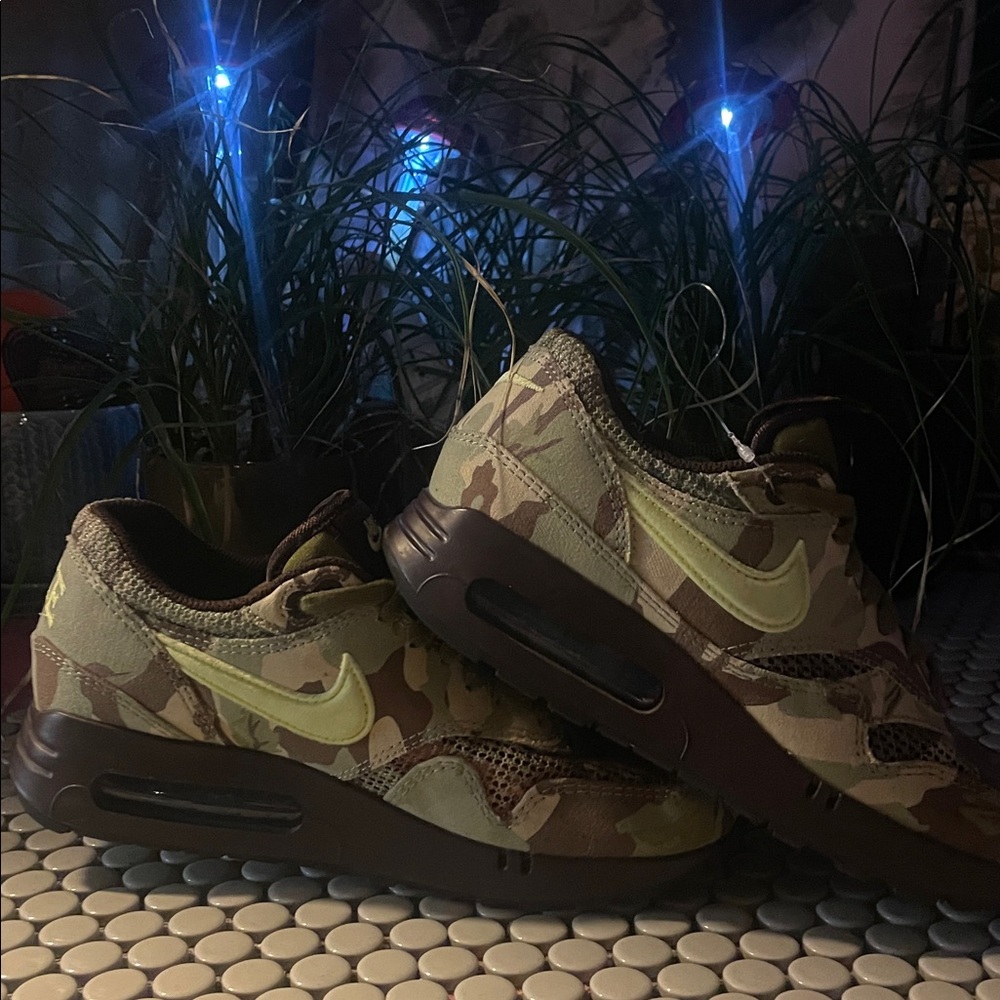 NikeAir Max 1 86 OG 'Camo Light Lemon Twist' Sz W8 (M6.5) Sz 1/2 down snug - Picture 5 of 15